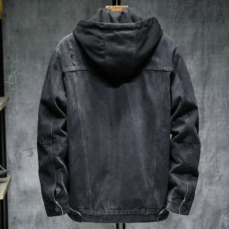 Drune | Herren Jeansjacke mit modernem Kapuzenpulli