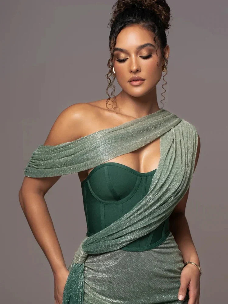 Drune | Glitzer Rückenfrei Abend Maxi Kleid