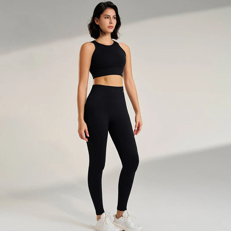 Drune | Nahtloses Yoga-satz- Hoch-taillierte Leggings & Top Zweiteiliges Fitness-outfit