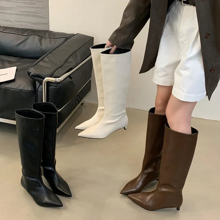 Drune | Knielange dünne Absatzstiefel