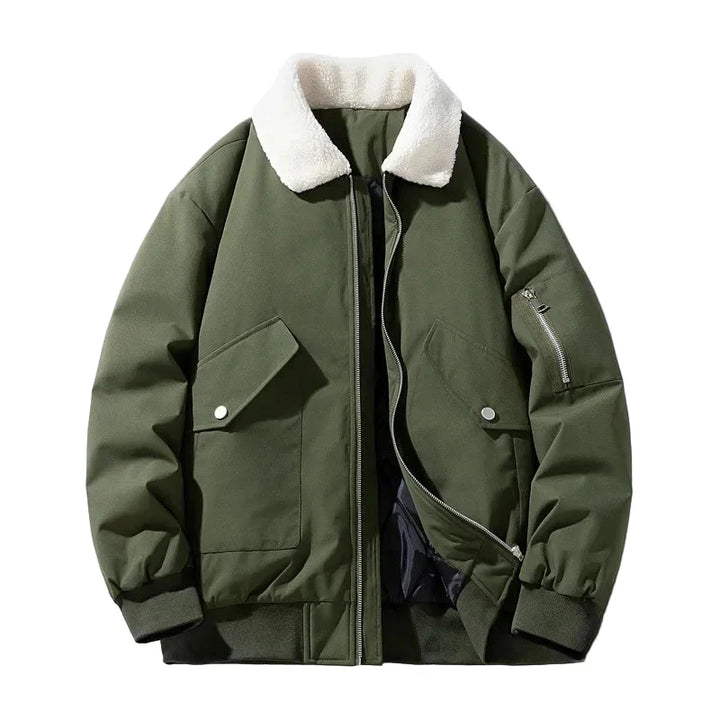 Drune | Winter Bomberjacke mit modischem Lammfellkragen - Lässiger Stil für kalte Tage