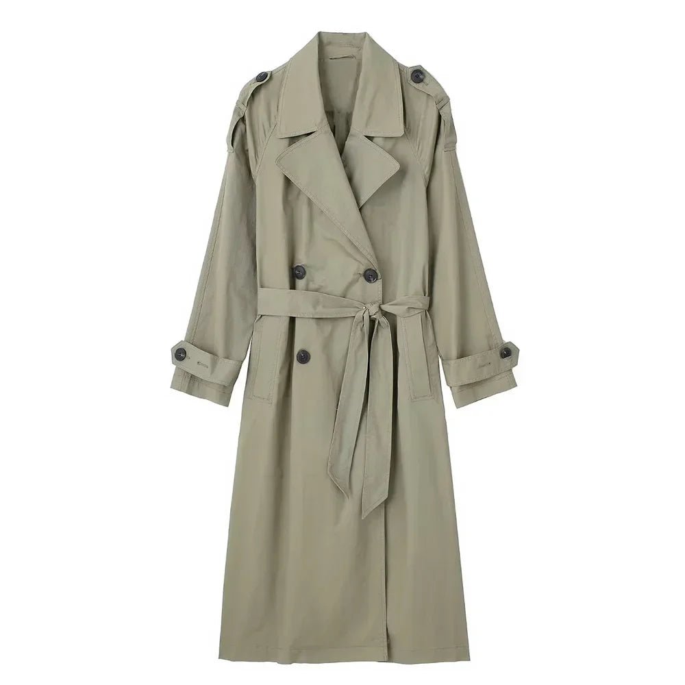 Drune - Damen langer Mantel mit Gürtel
