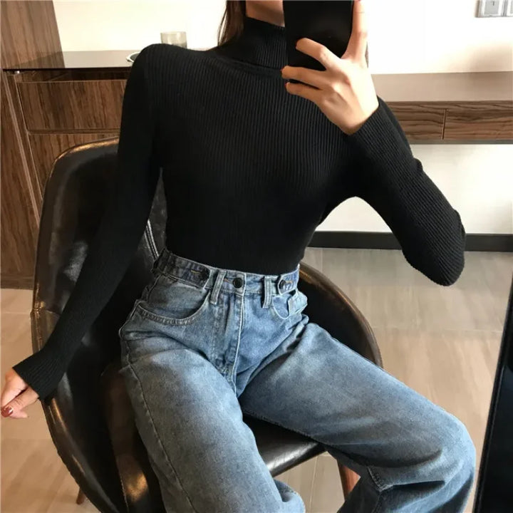 Drune | Strickpullover - Hoher Kragen & Gerippt