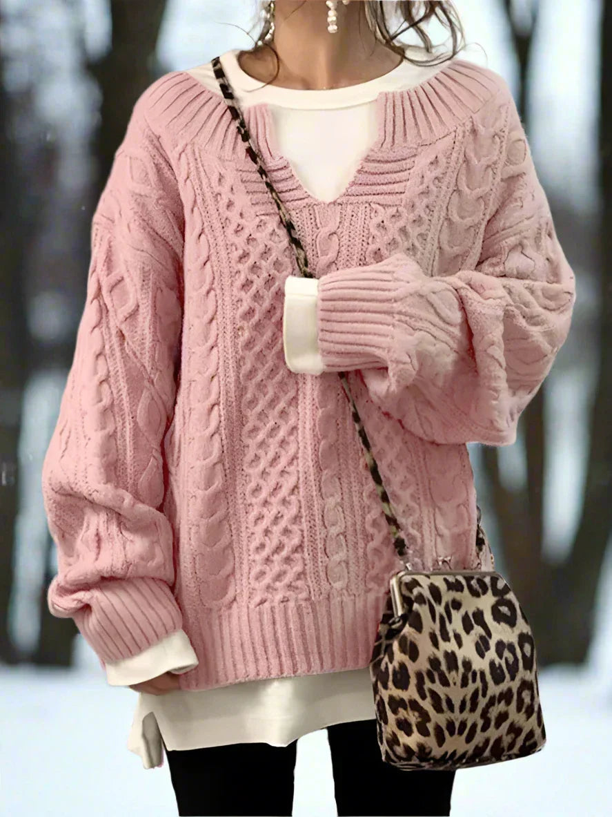 Drune | Strickpullover - Oversized Kabelstrick - Weich und Warm - Lässige Passform