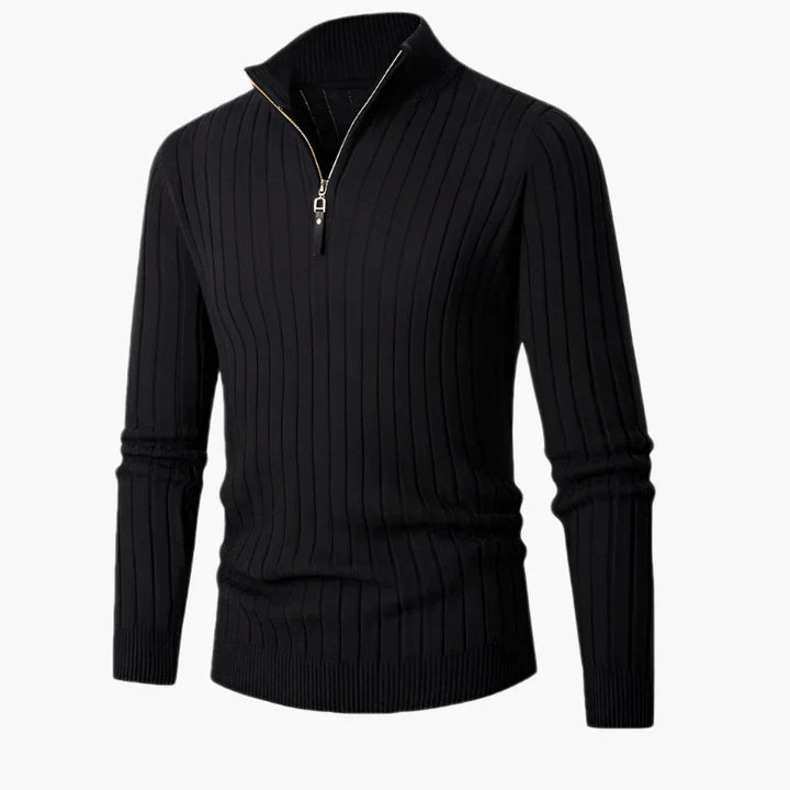 Drune | Strickpullover mit Stehkragen und Halbreißverschluss - Eleganter Freizeit- und Business-Look