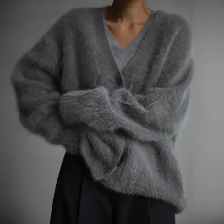 Drune | Fluffy Cardigan mit Knöpfen Weich und Warm Lässige Eleganz