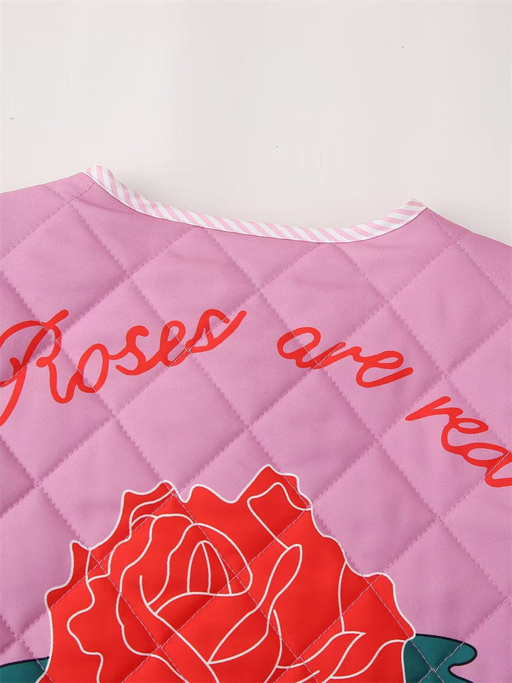 Drune | Rosa Damenjacke mit Patchwork und Schleife