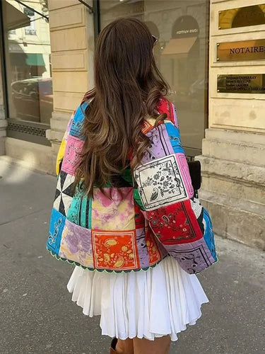 Drune | Steppjacke - Lebhaftes Multicolor-Design - Boho Chic - Gemütliche Oberbekleidung