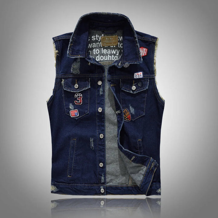 Drune | Jeansweste Mit Patches Für Herren