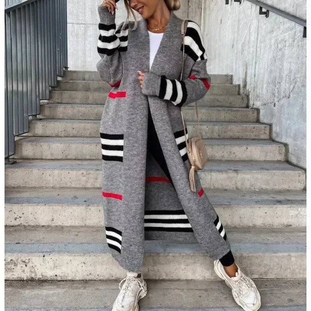 Drune - Langer Strickcardigan mit Streifen