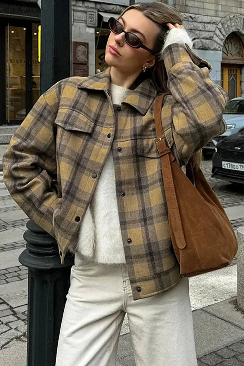 Drune | kariert lässiger Reversjacke