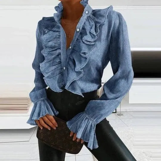 Drune | Bluse mit Rüschen und Langen Ärmeln.