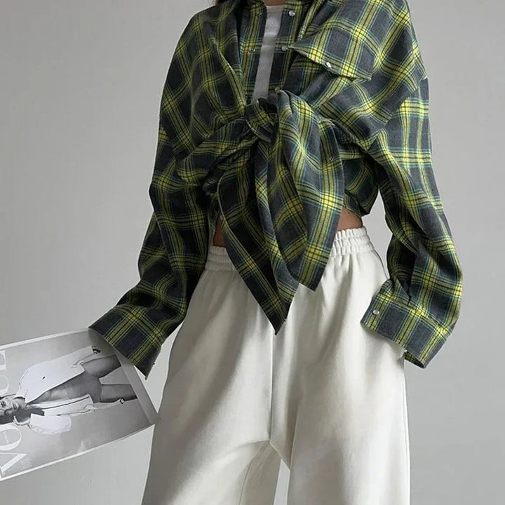 Drune | Langarmiges Hemd mit Kariertem Muster Baumwollmix Lässig und Trendy