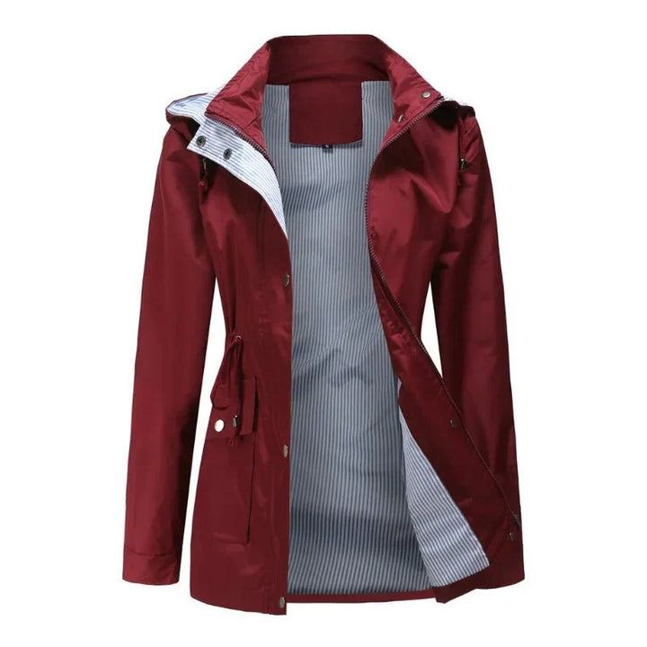 Drune | Kapuzenregenjacke - Leichter wasserdichter Shell mit Kordelzug-Taille - Windbreaker für Übergangswetter