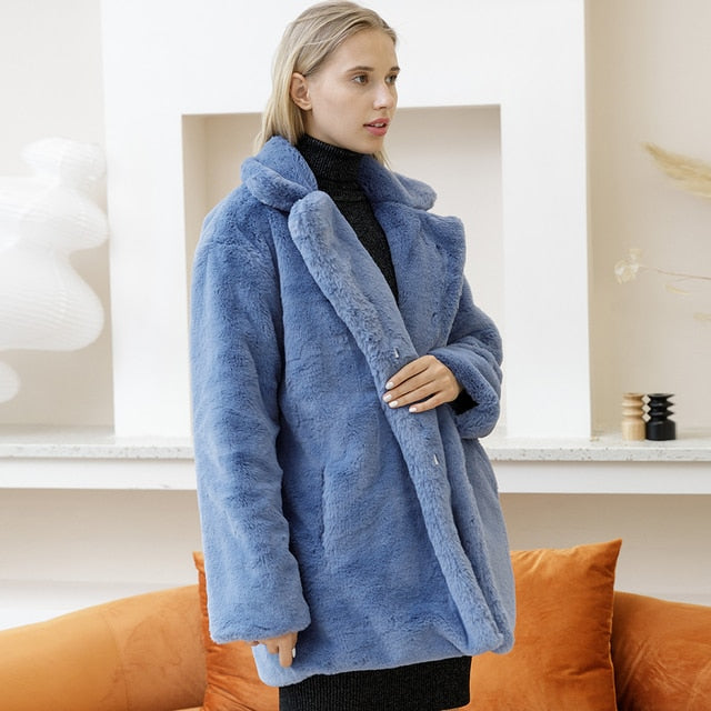 Drune | Damen Eleganter Kunstpelzmantel