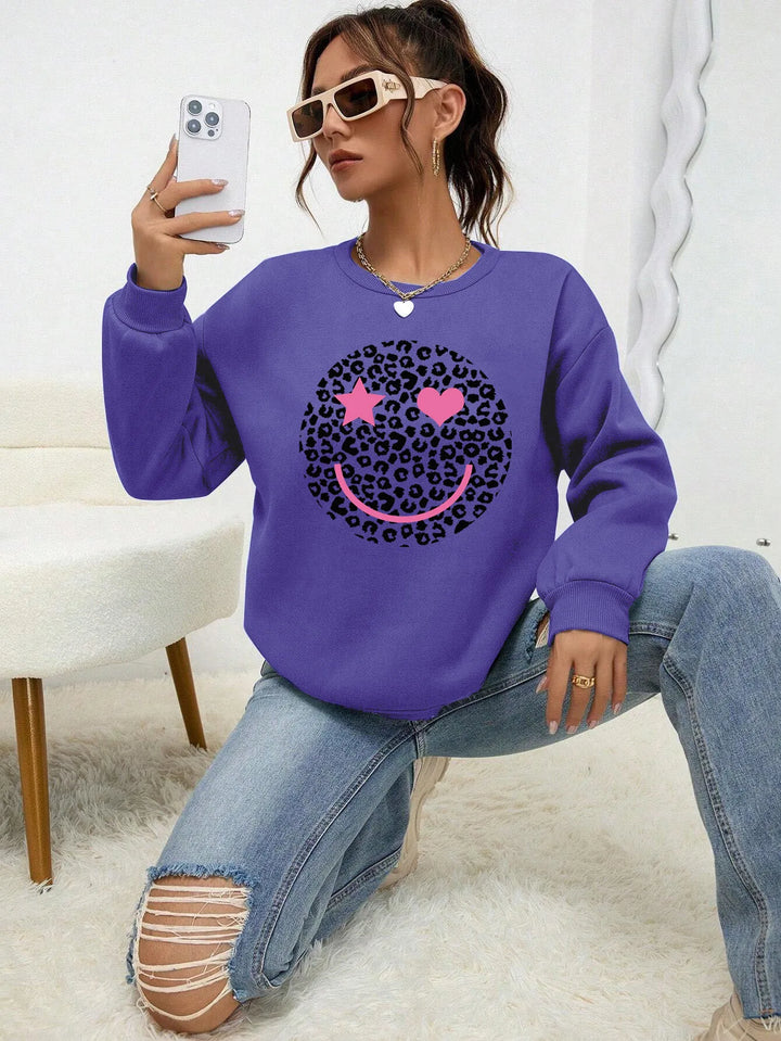Drune | Lässiges Sweatshirt mit Leopardenmotiv Baumwollmischung Trendy und Komfortabel