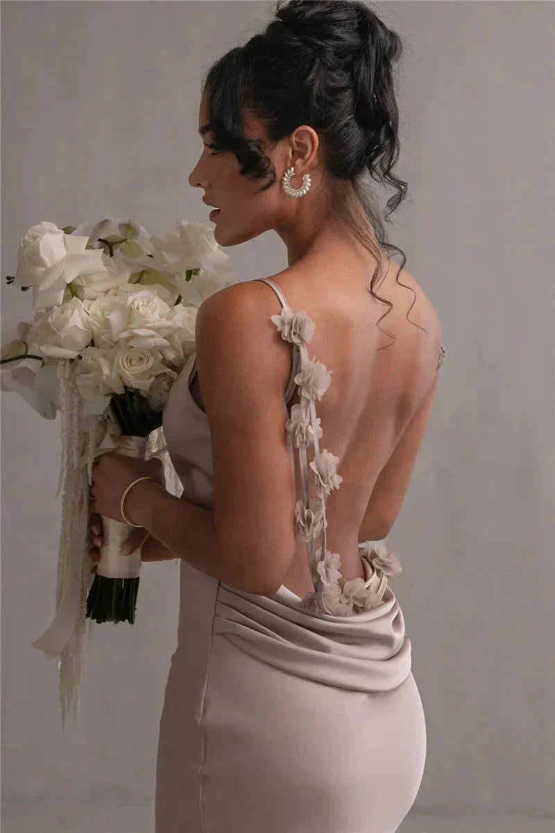 Drune | Satin Kleid mit Blumen
