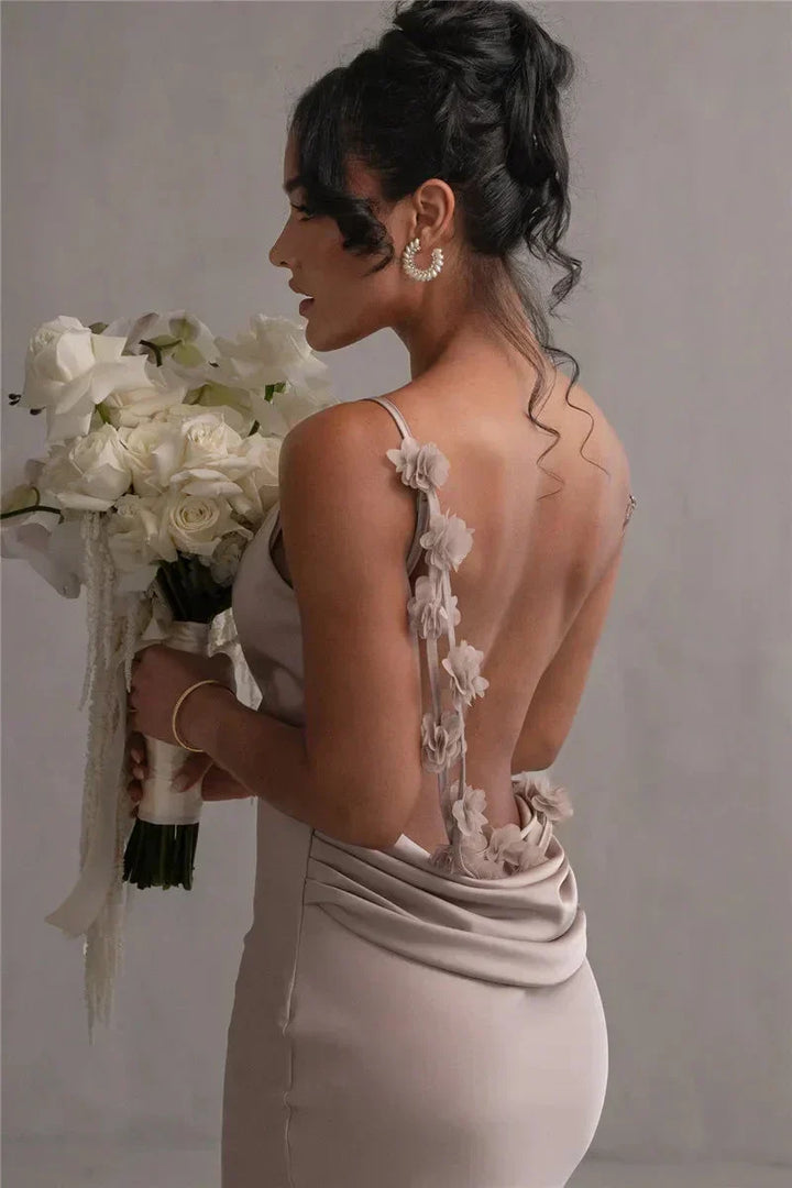 Drune | Satin Kleid mit Blumen