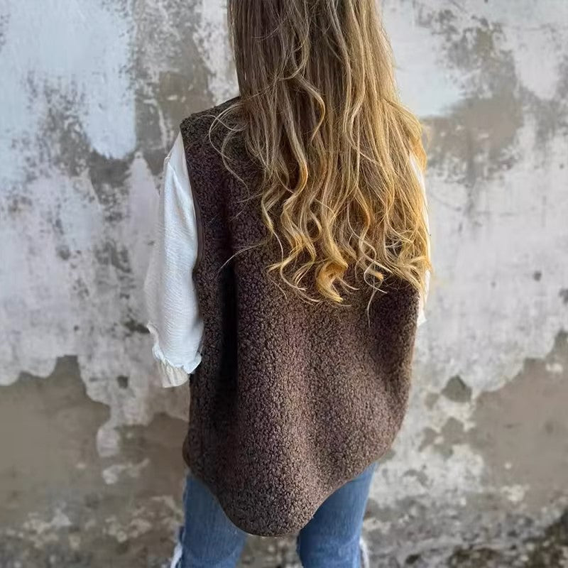 Drune | Damen Fleece Weste Mit Knöpfen Und Taschen | Perfekt Für Herbst & Winter