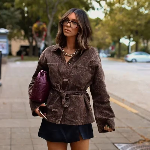 Drune | Jeansjacke mit Leopardenmuster