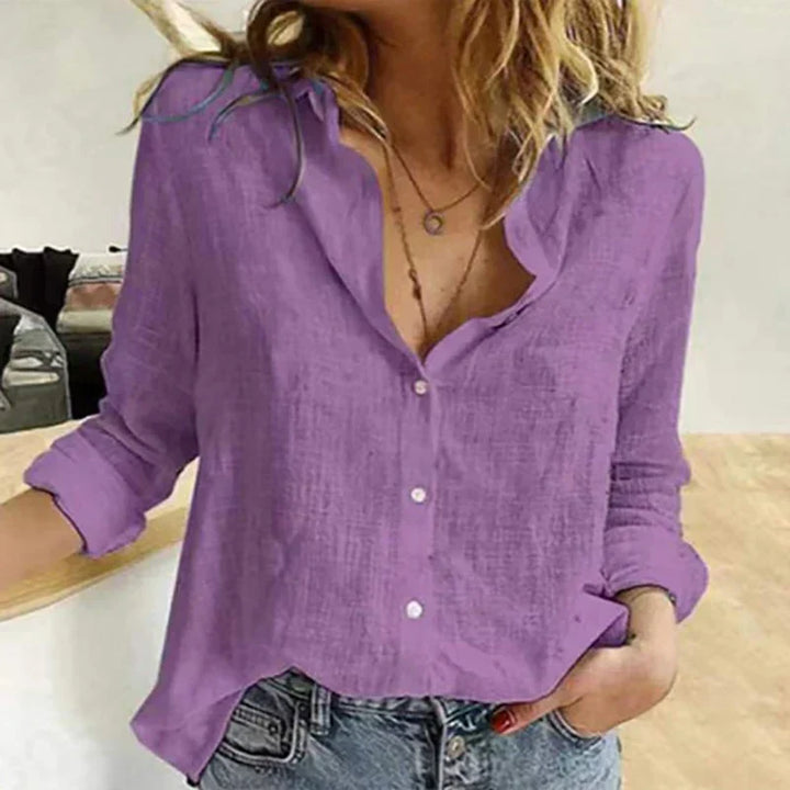 Drune | Elegant, Legeres Damenshirt mit Langen Ärmeln aus Baumwolle und Leinen