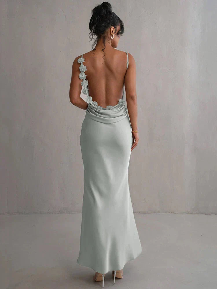 Drune | Satin Kleid mit Blumen