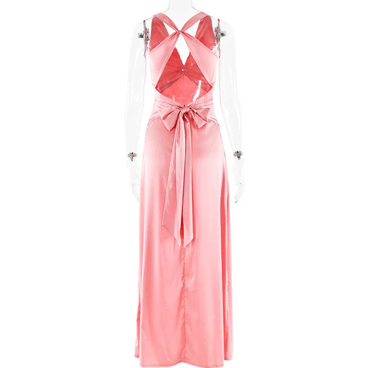 Drune | Schleife Rückenfrei Abend Maxi Kleid