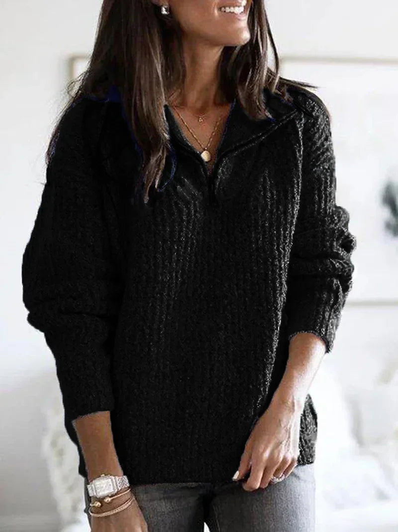 Drune | Winterstrickpullover mit halbem Reißverschluss
