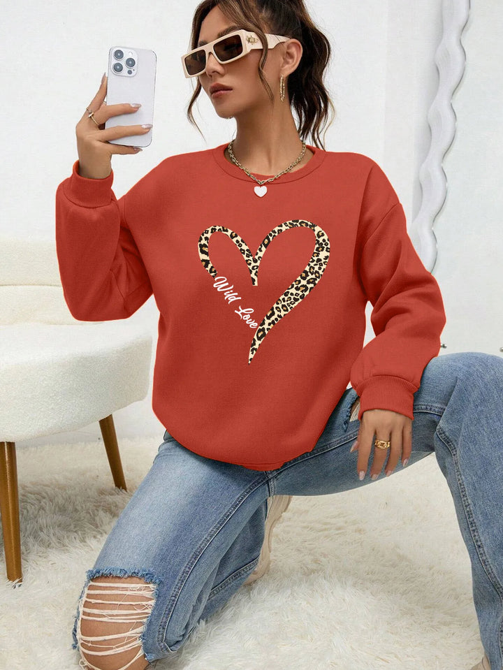Drune | Sweatshirt mit Leopard-herzprint Polyester Trendy und Komfortabel