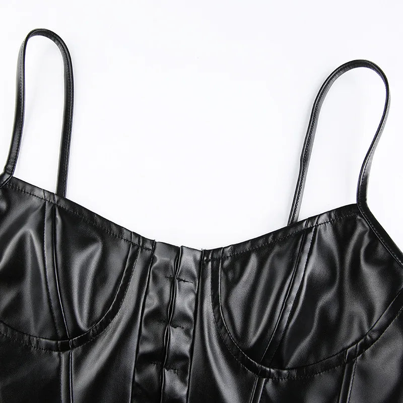 Drune | Korsatzt Pu Leder Bustier Crop Top