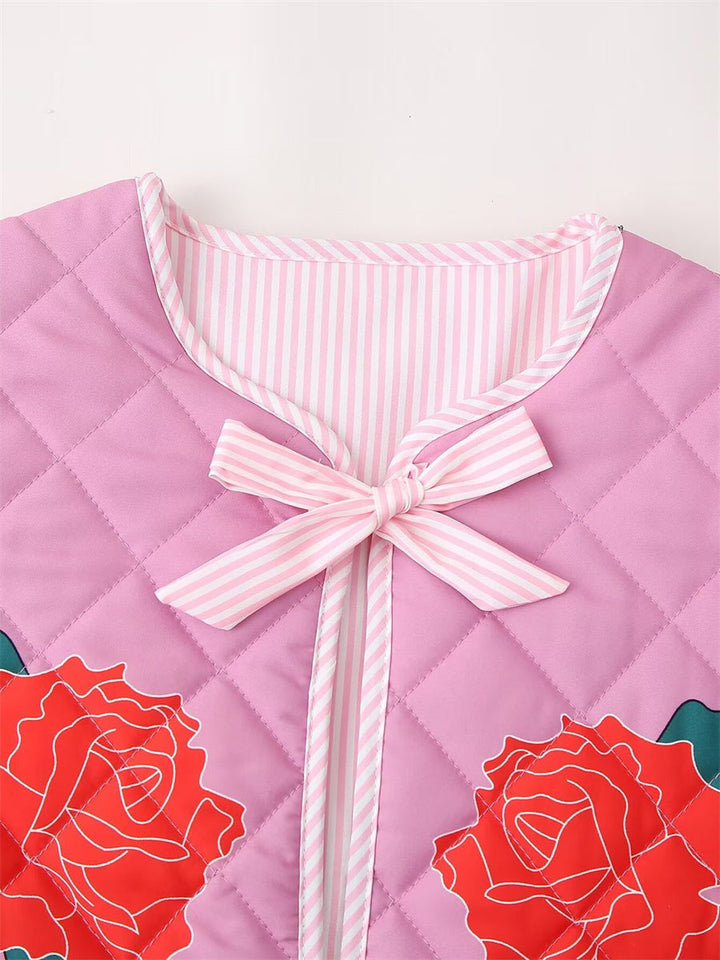 Drune | Rosa Damenjacke mit Patchwork und Schleife
