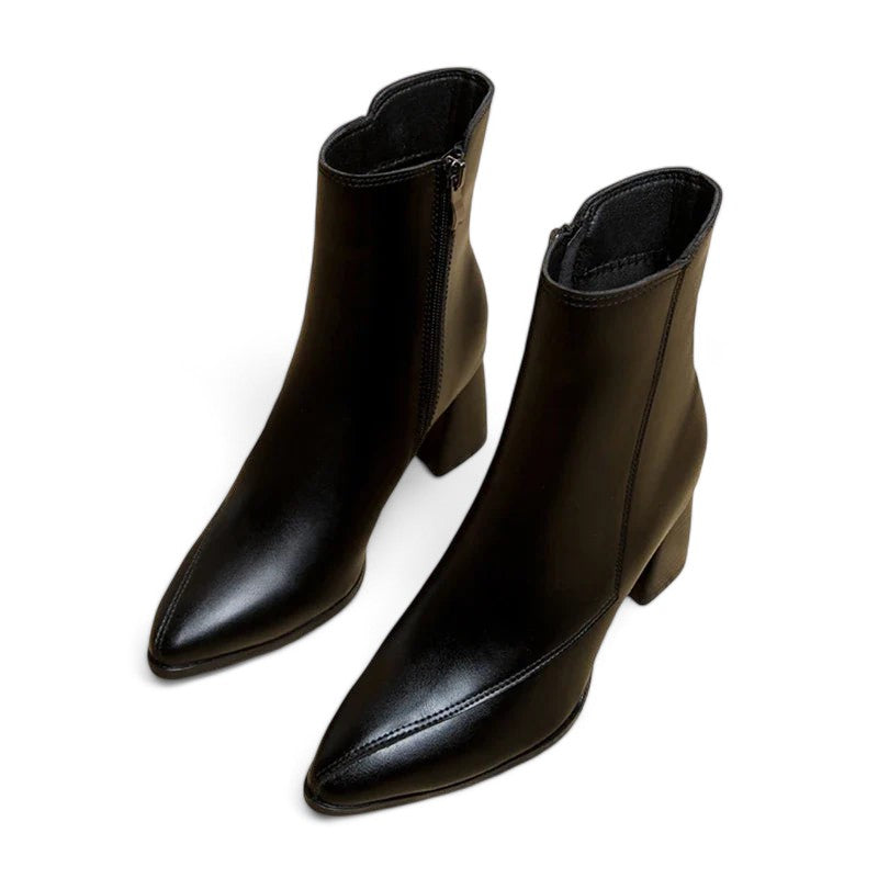 Drune - Frauen trendige klobige Absatzstiefel mit spitzem Zehen und wasserdichter Plattform