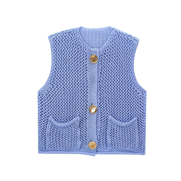 Drune | Ärmless Strickweste mit Knöpfen