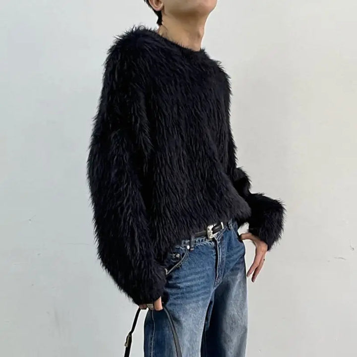 Drune | Luxus Lange Ärmel Einfarbig Pullover