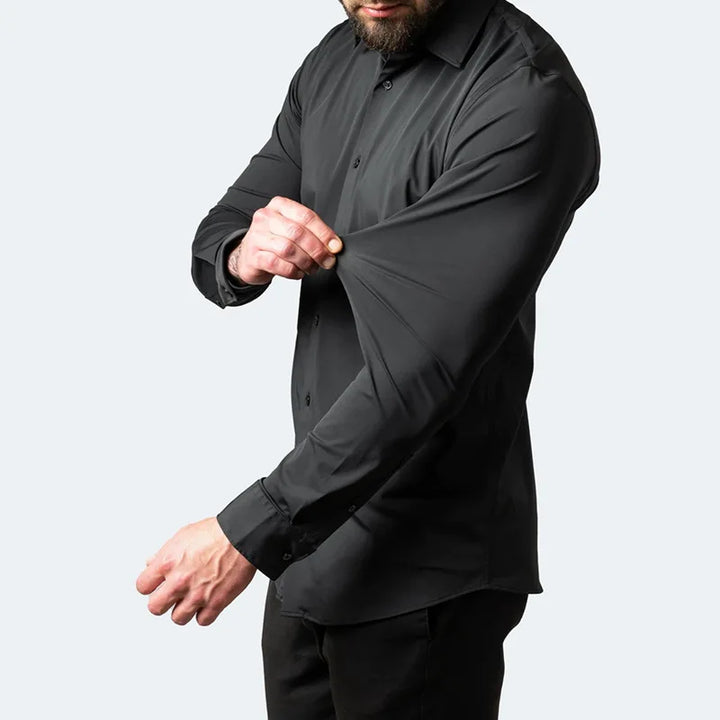 Bügelfreies Herren Langarmhemd mit Knopfleiste