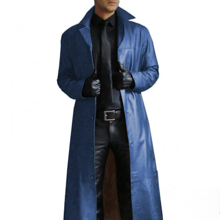 Drune | Lange Lederjacke Für Herren Mit Kragen