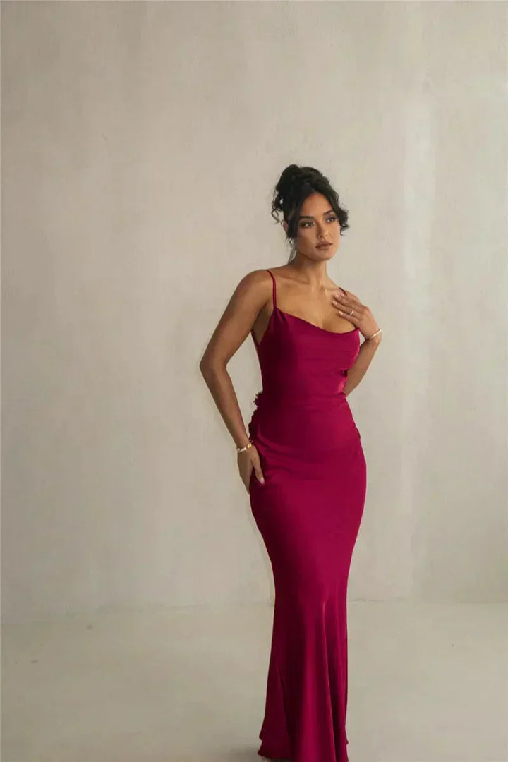 Drune | Satin Kleid mit Blumen