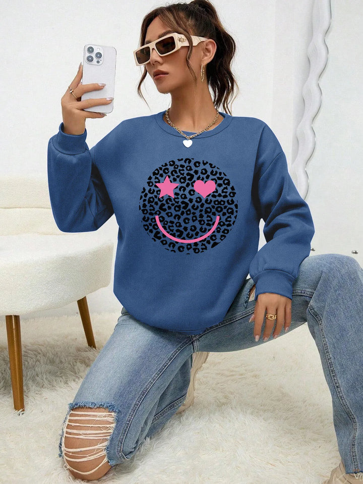 Drune | Lässiges Sweatshirt mit Leopardenmotiv Baumwollmischung Trendy und Komfortabel