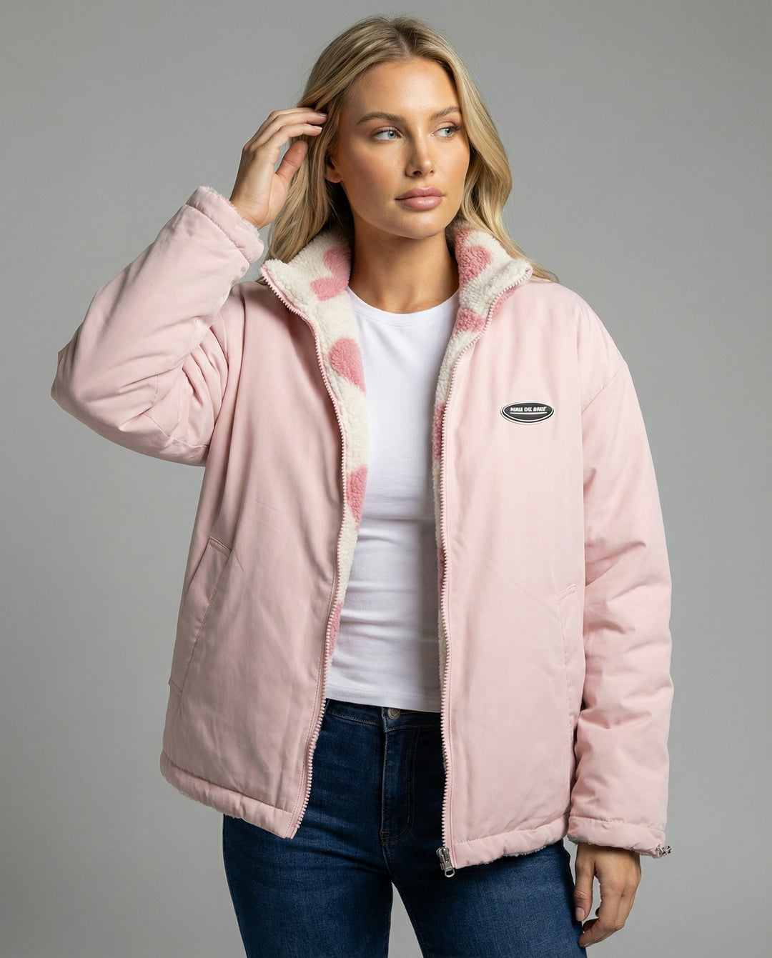 Damen Winterjacke aus Polyester mit Herz-Muster & Wärmender Fütterung | Drune