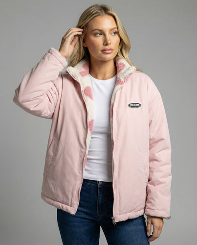 Damen Winterjacke aus Polyester mit Herz-Muster & Wärmender Fütterung | Drune