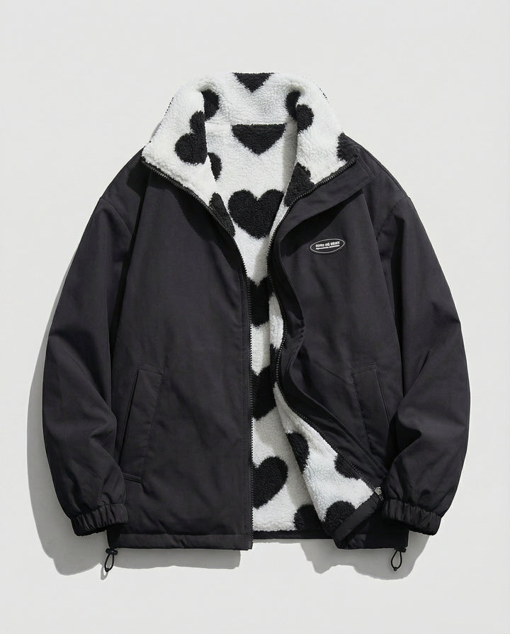 Damen Winterjacke aus Polyester mit Herz-Muster & Wärmender Fütterung | Drune