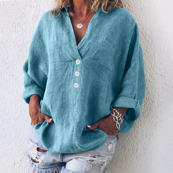 Drune | Leinenbluse Mit V-ausschnitt Für Damen