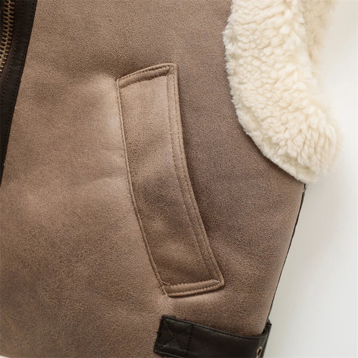 Drune | Klassische Lederweste mit Plüschfutter Polyester/leder Vintage, Warm