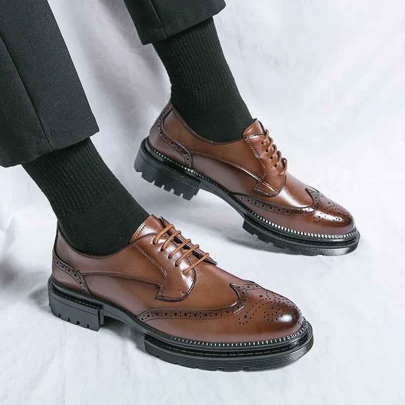 Drune | Leder Formelle Loafers Für Herren Mit Brogue Detail Und Robuster Sohle