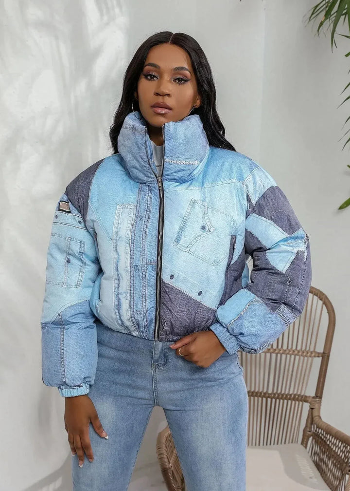 Drune | Farbblock Pufferjacke - Verkürztes Design - Trendige Wintermode