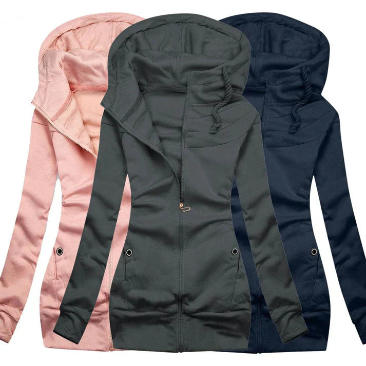 Drune | übergroßer Zip Hoodie mit Fleece, Kapuze und Reißverschluss für Damen - Ideal für Alltag