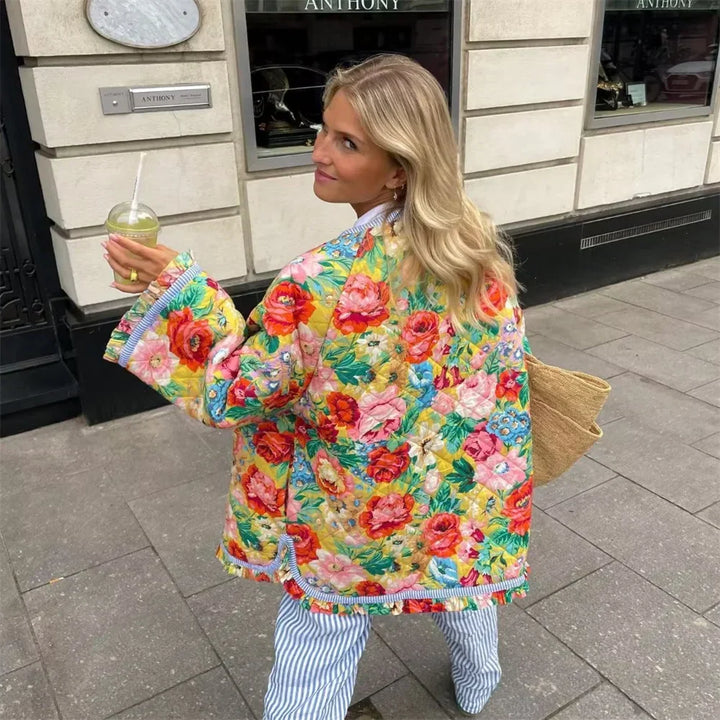 Drune | Sprudelnde Jacke mit Blumenmuster Mehrfarben Baumwolle Mutig und Trendy