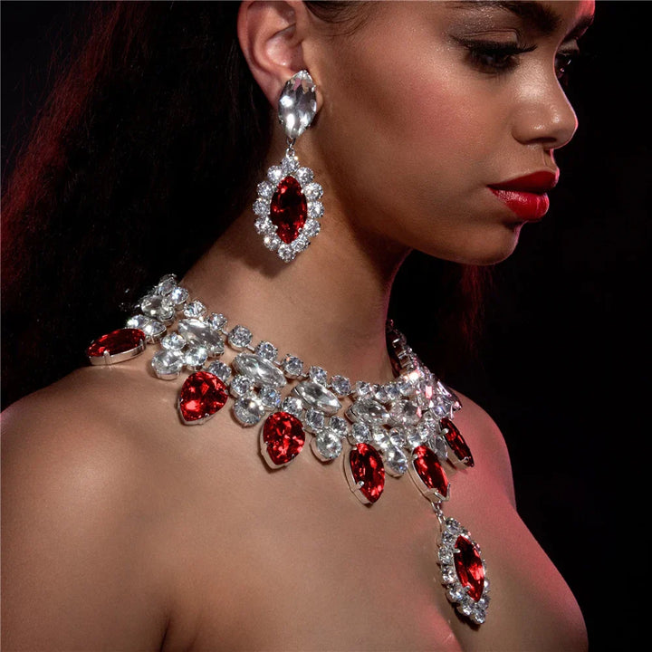 Drune | Boho Silber Luxus Rhinestone Wassertropfen Anhänger Choker für Frauen Sexy Kristall Halskrause Statement Halskette Schmuck Zubehör