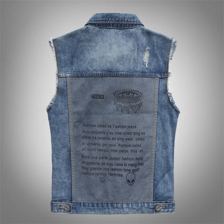Drune | Jeansweste Mit Patches Für Herren