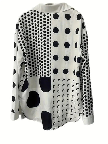 Drune | weiße Bluse mit Punkten und geometrischen Mustern